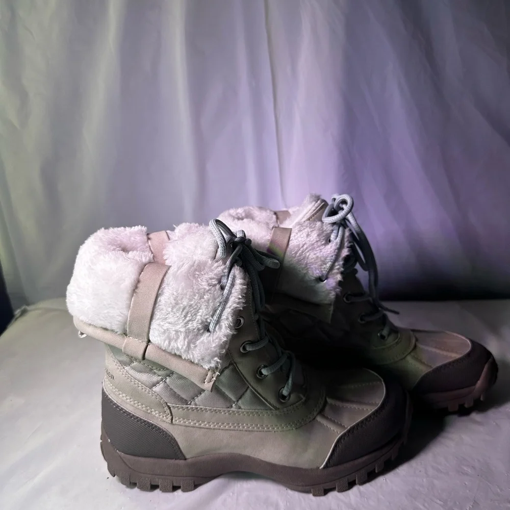 U.S. Polo Assn. White and Gray Fur-Lined Boots